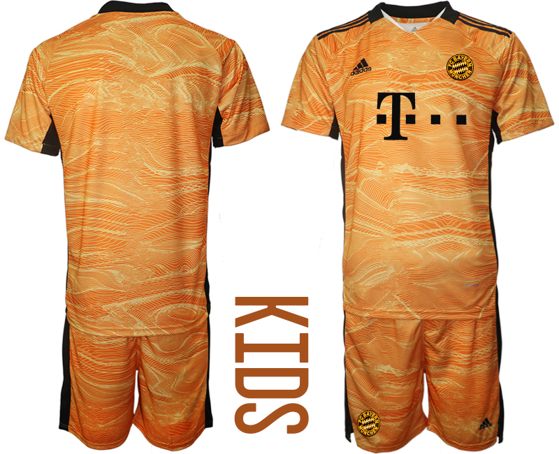 Youth 2021-2022 Club Bayern Munich orange yellow goalkeeper blank Soccer Jersey